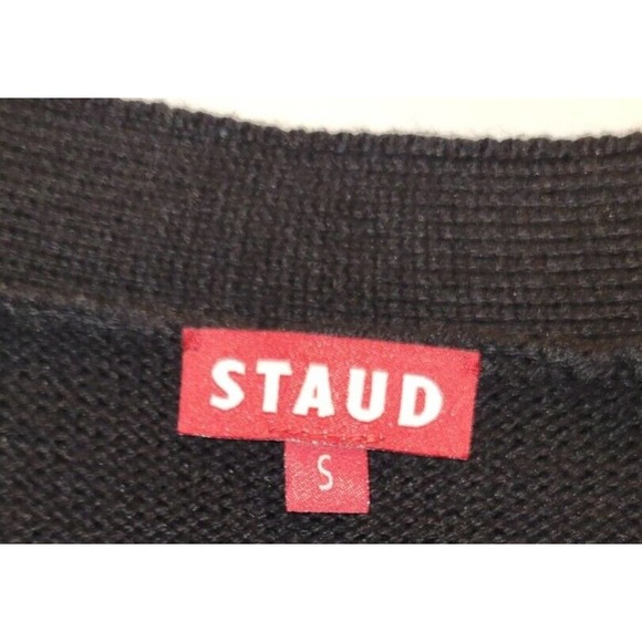 STAUD Rook Floral Embroidered Cardigan in Black Size S - Picture 3 of 12